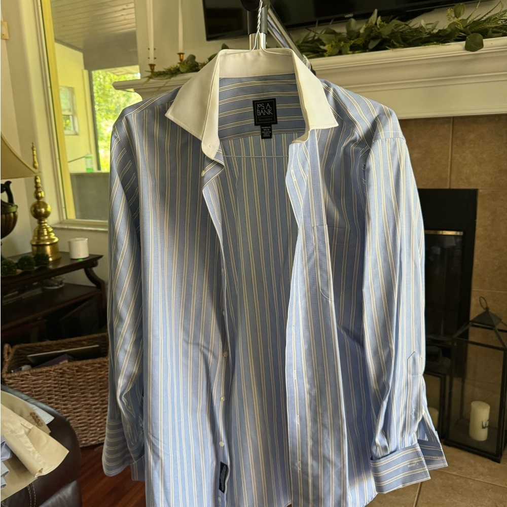 Jos. A. Bank Classic Blue and White Striped Dress Shirt
